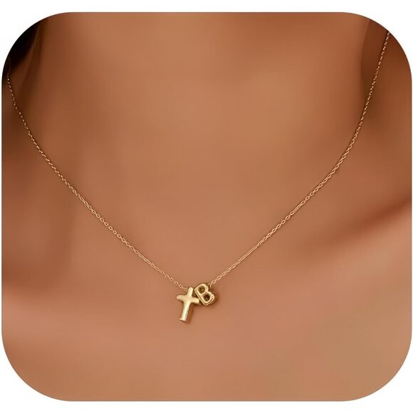 Waterproof 14K Gold Initial Necklace with Adjustable Chain - Elegant & Stylish - Picture 8 of 9
